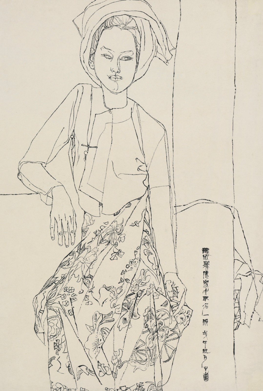 16 云南白描人物之一 95×64cm 纸本墨笔1978艺术家自藏